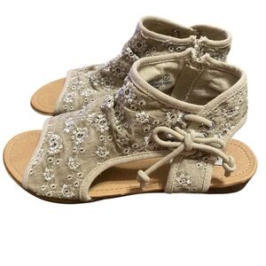 Gypsy Jazz Tan Canvas Embroidered Floral Sandals 7